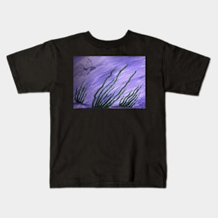 fish in purple and lavendar water with seagrass Kids T-Shirt